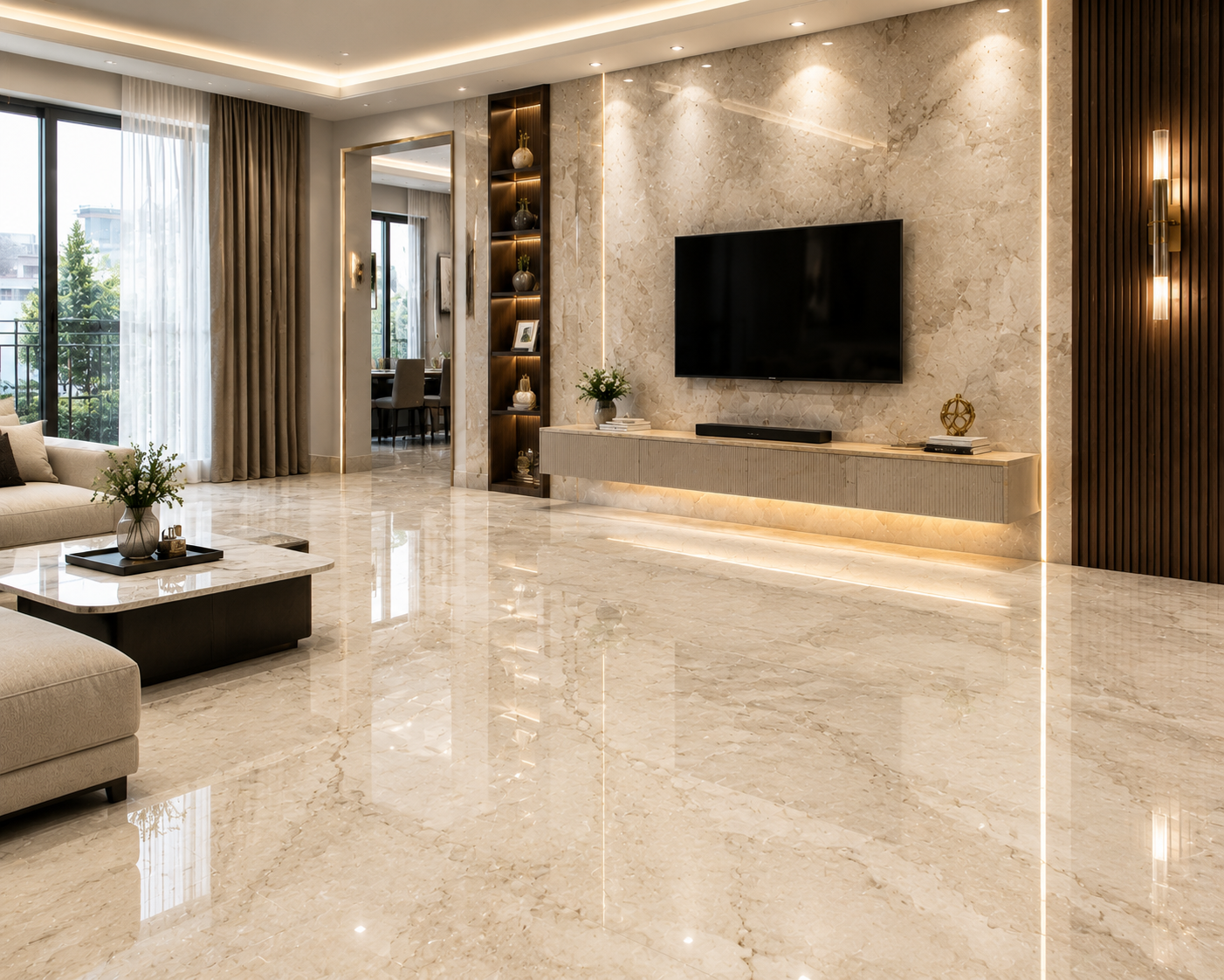 After marble polishing